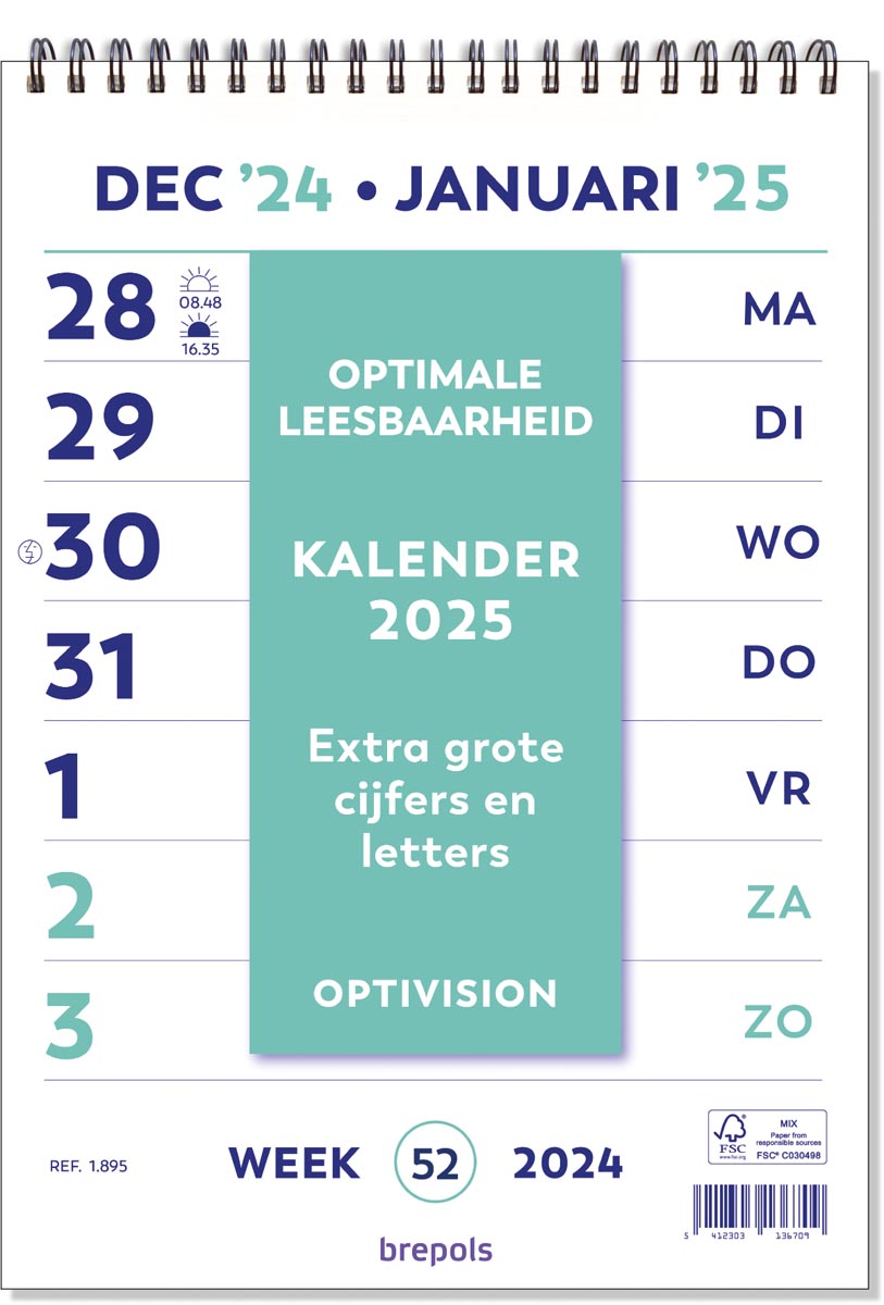 Brepols Optivision kalender Nederlandstalig, 2025 afbeelding