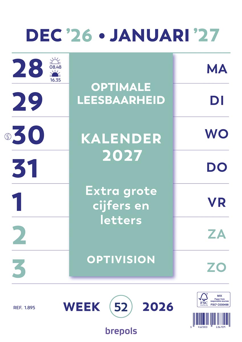 Brepols Optivision kalender Nederlandstalig, 2027