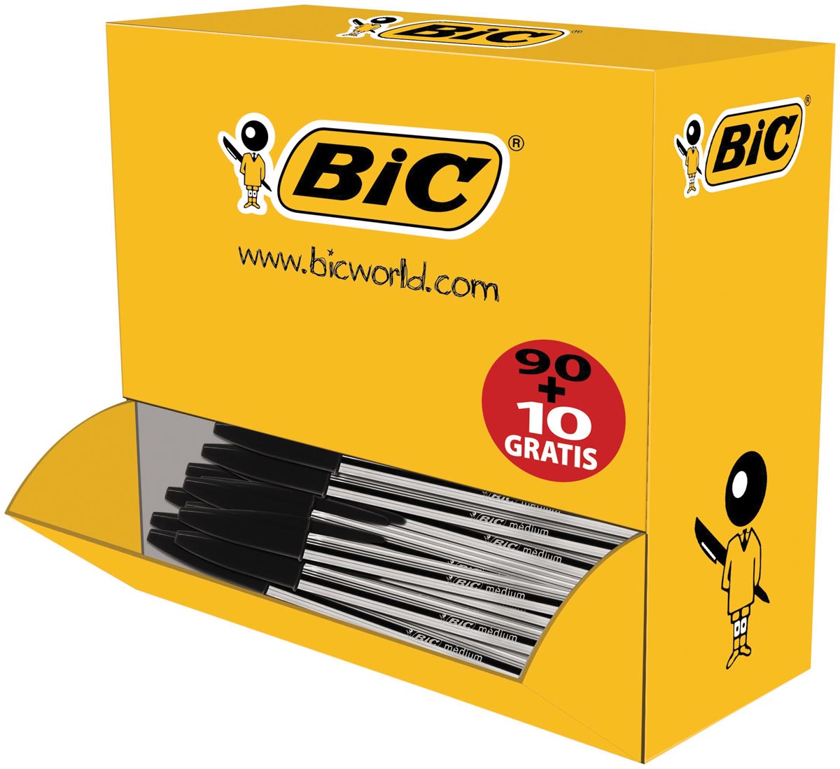 Bic balpen Cristal Medium voordeelpak 90 + 10 gratis, zwart afbeelding