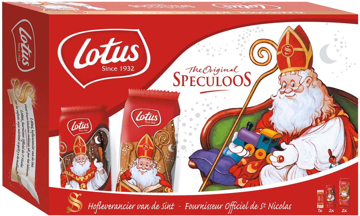 Lotus speculaaskoekjes, Sinterklaasdoosje, 180g, doos van 5 pakjes Lotus speculaaskoekjes, Sinterklaasdoosje, 180g, doos van 5 pakjes