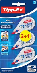 Tipp-Ex dérouleur de correction Mini Pocket Mouse, blister de 2 + 1 gratuit
