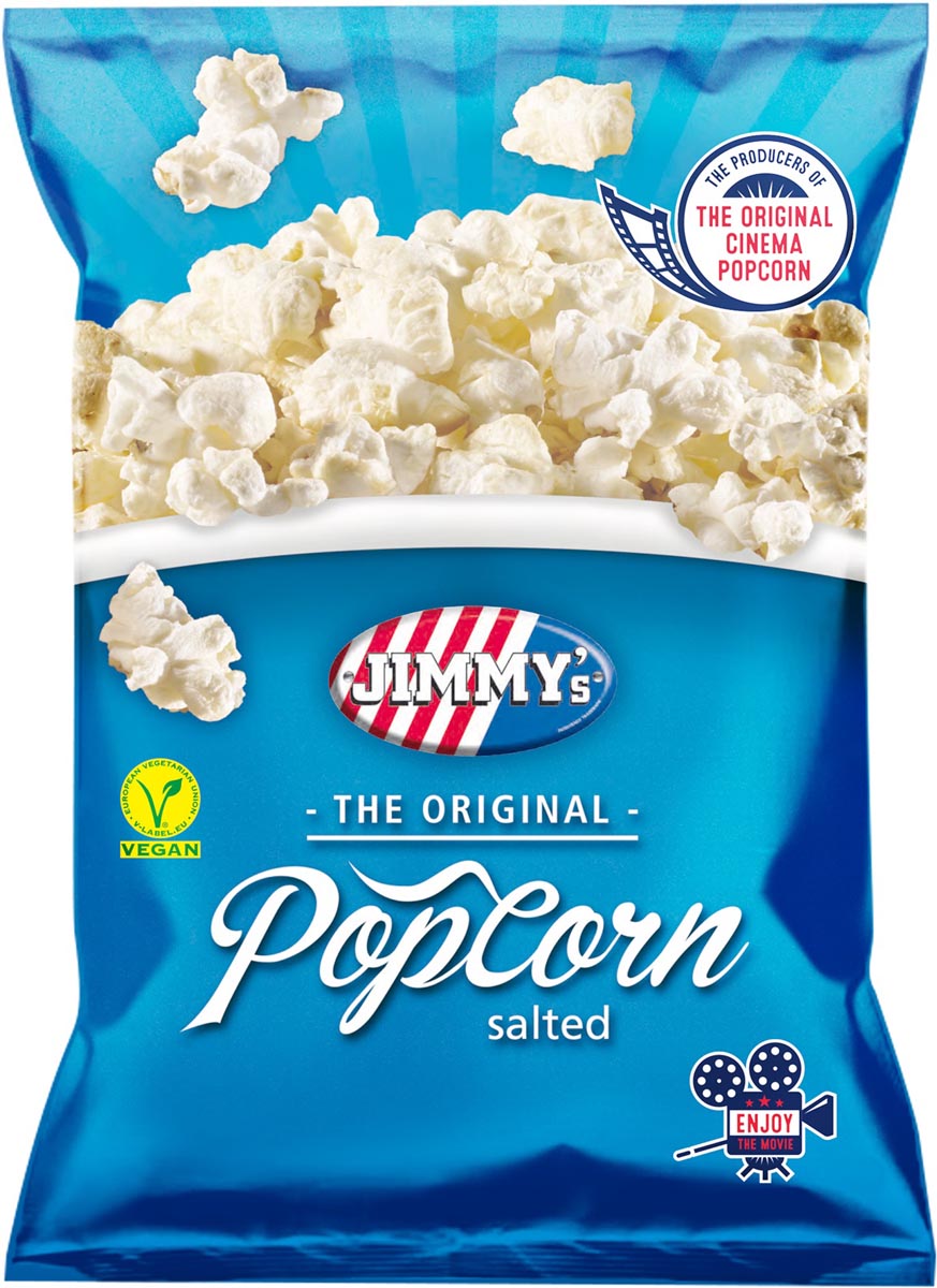 Jimmy&apos;s Popcorn Classic, zout, zak van 80 g