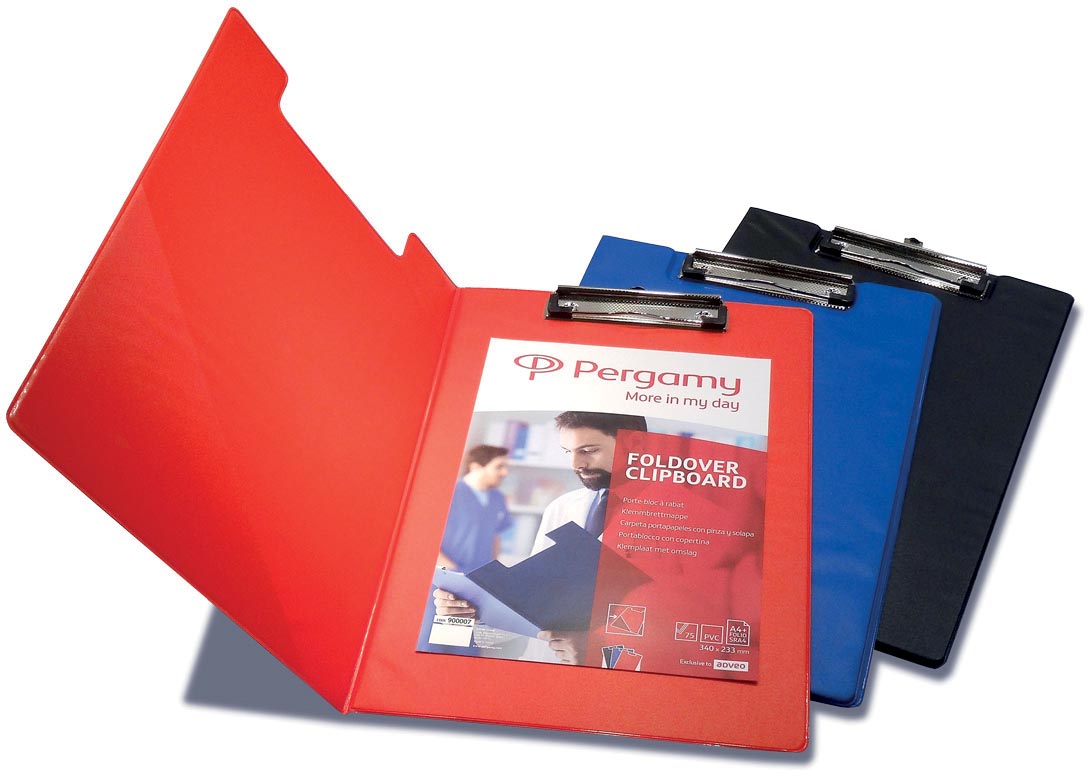 Pergamy klemmap, voor ft A4, uit PVC, blauw