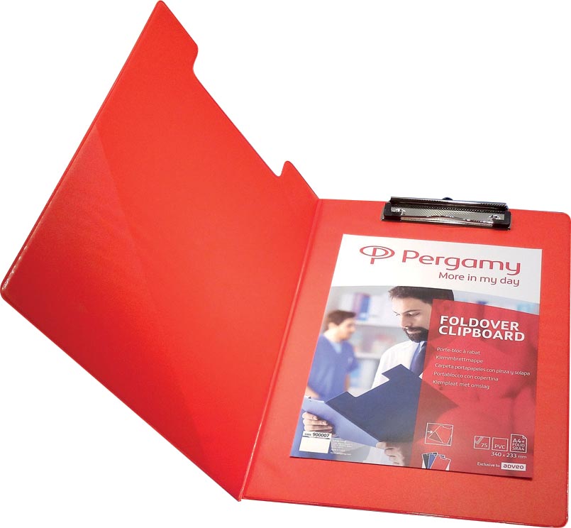 Pergamy klemmap, voor ft A4, uit PVC, rood