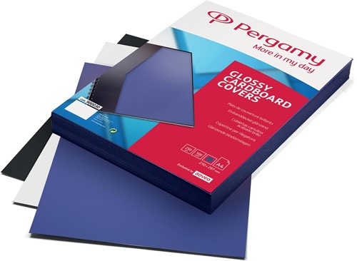 Pergamy omslagen, ft A4, karton glanzend, 250 micron, pak van 100 stuks, zwart