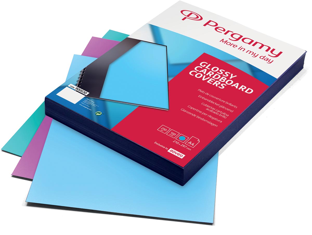 Pergamy omslagen ft A4, 250 micron, glanzend, pak van 100 stuks, trendy blauw