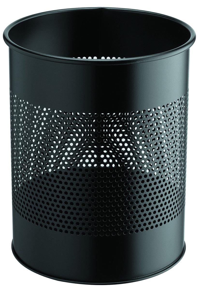 Durable metalen papiermand 15 l, perforatie, zwart afbeelding