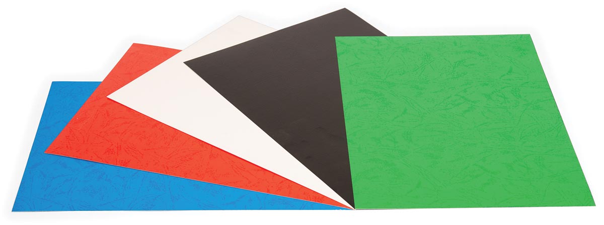 Pergamy omslagen lederlook ft A4, 250 micron, glanzend, pak van 25 stuks, geassorteerde kleuren