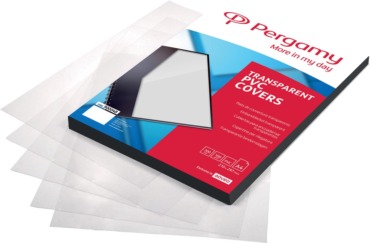Pergamy omslagen, ft A4, PVC, 200 micron, pak van 100 stuks, transparant afbeelding