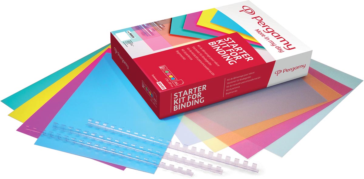 Pergamy starter kit 40 glanzende omslagen 40 transparante omslagen 40 transparante bindruggen