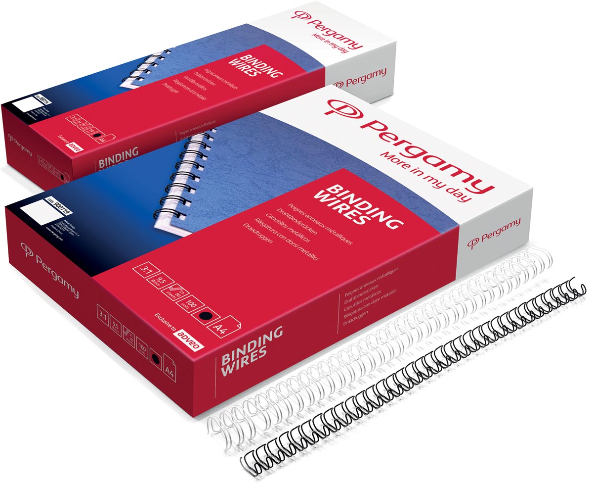 Pergamy draadruggen, pak van 100 stuks, 6,4 mm, zwart afbeelding