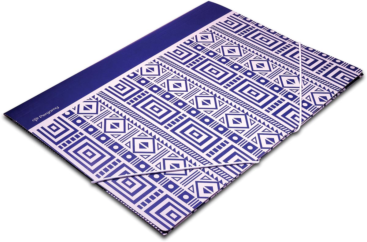 Pergamy Ethnic elastomap met kleppen, ft A4, blauw afbeelding