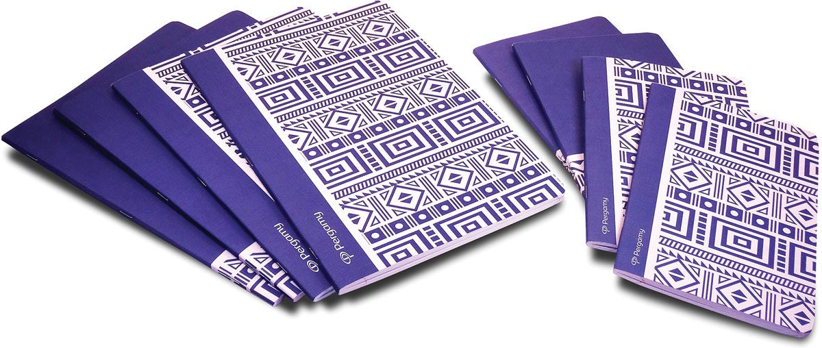 Pergamy Ethnic schrift, ft A4, gelijnd, 48 bladzijden, blauw