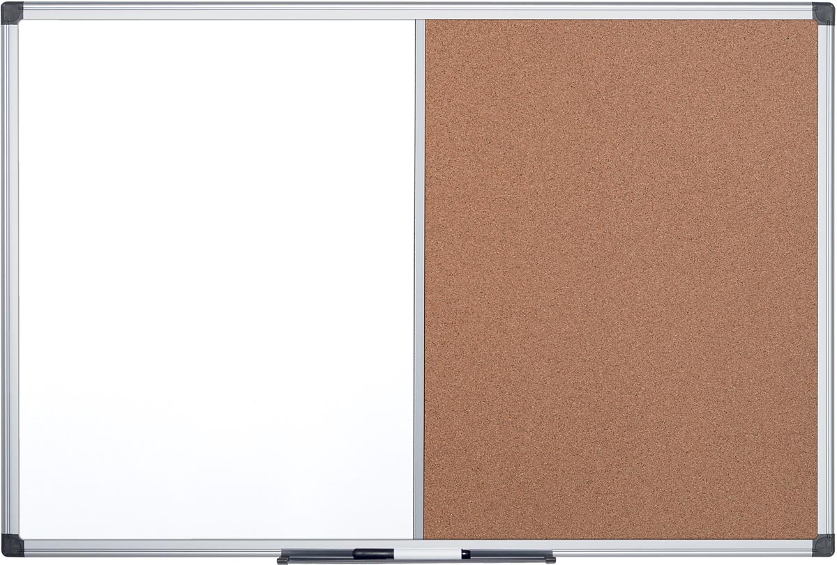 Pergamy combibord, kurk en magnetisch whiteboard, ft 90 x 120 cm