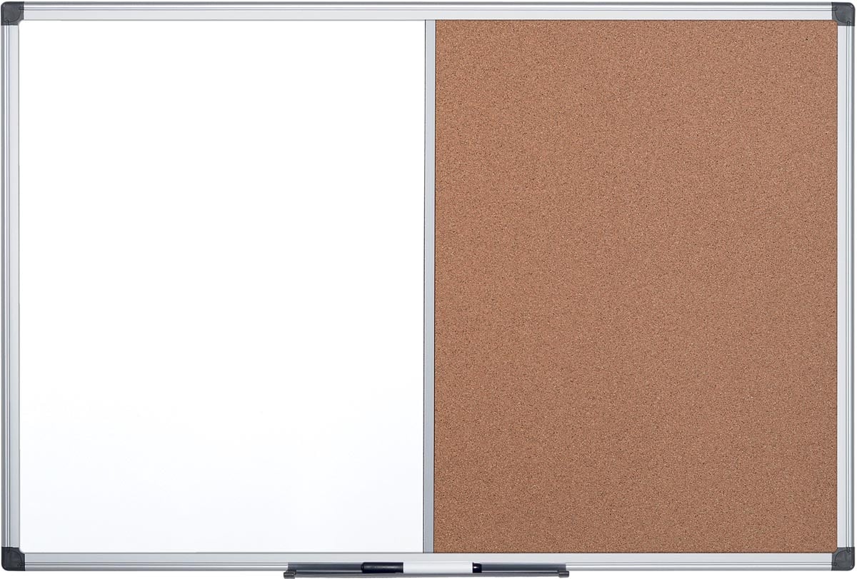 Pergamy combibord, kurk en magnetisch whiteboard, ft 60 x 90 cm