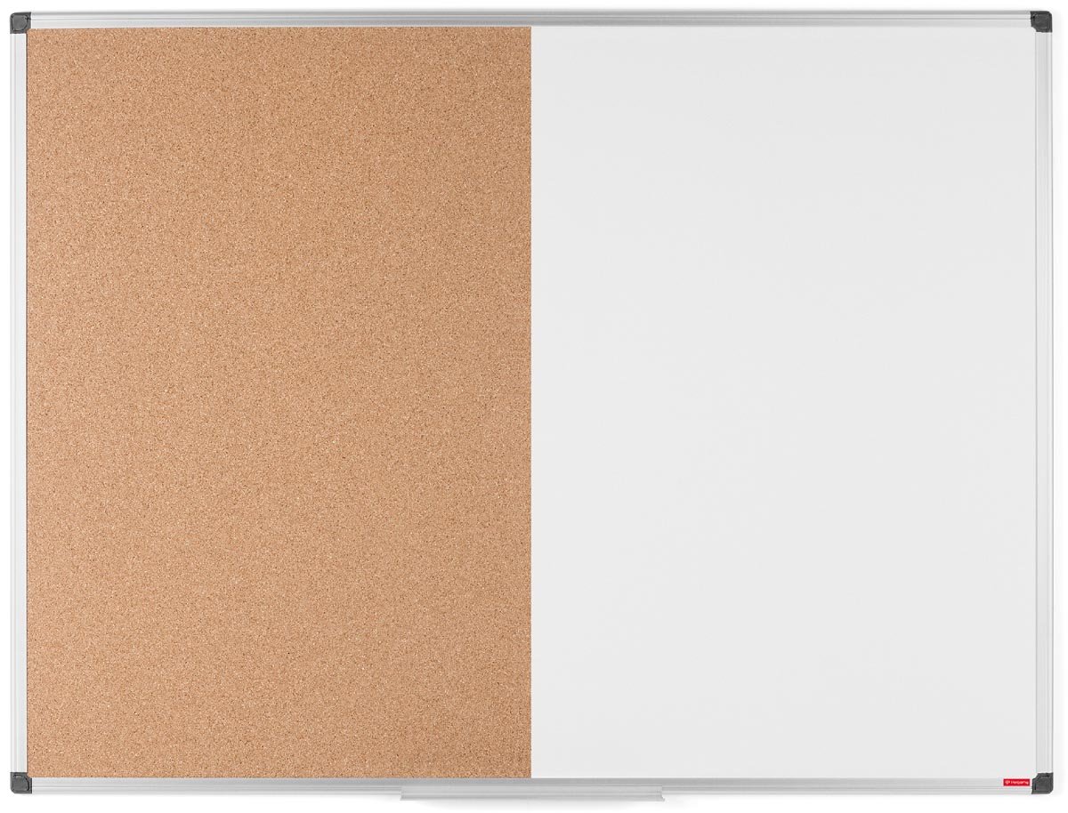 Pergamy combibord, kurk en magnetisch whiteboard, ft 90 x 60 cm afbeelding