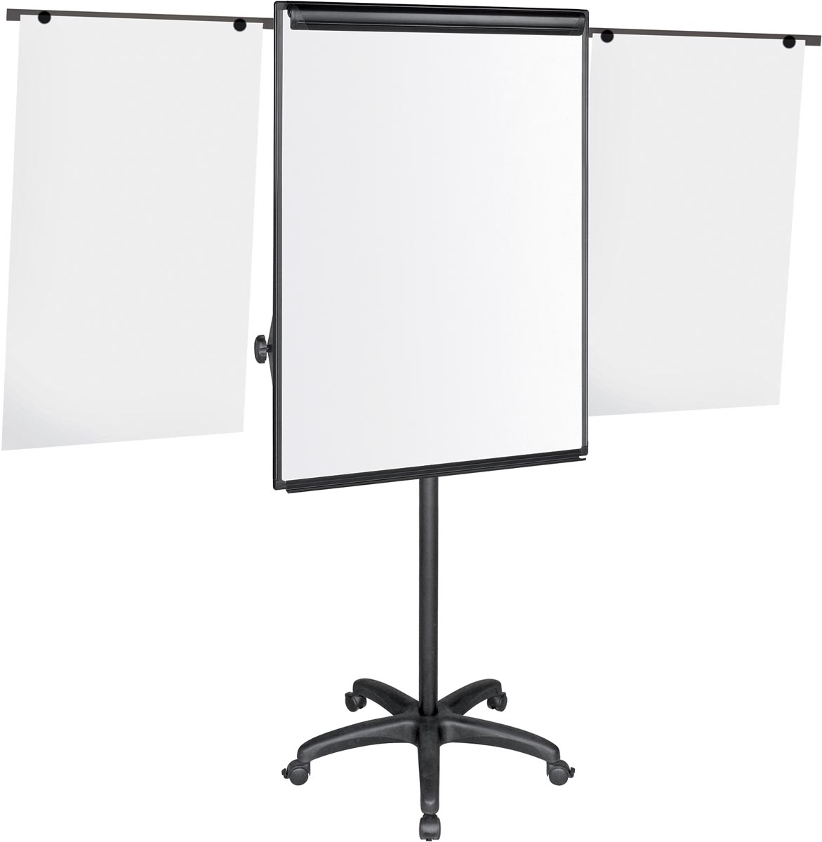 Pergamy Excellence mobiele magnetische flipchart met papierklem en 2 uitschuifbare armen ft 107 x 75 cm