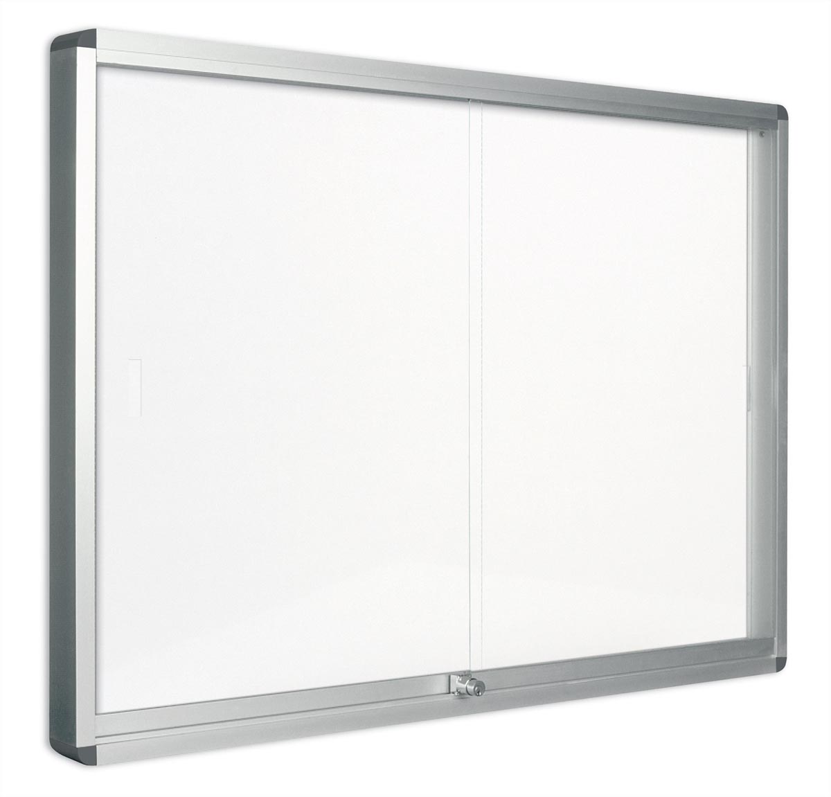 Pergamy glazen vitrine met schuifdeur en magnetische achtergrond ft 12 x A4