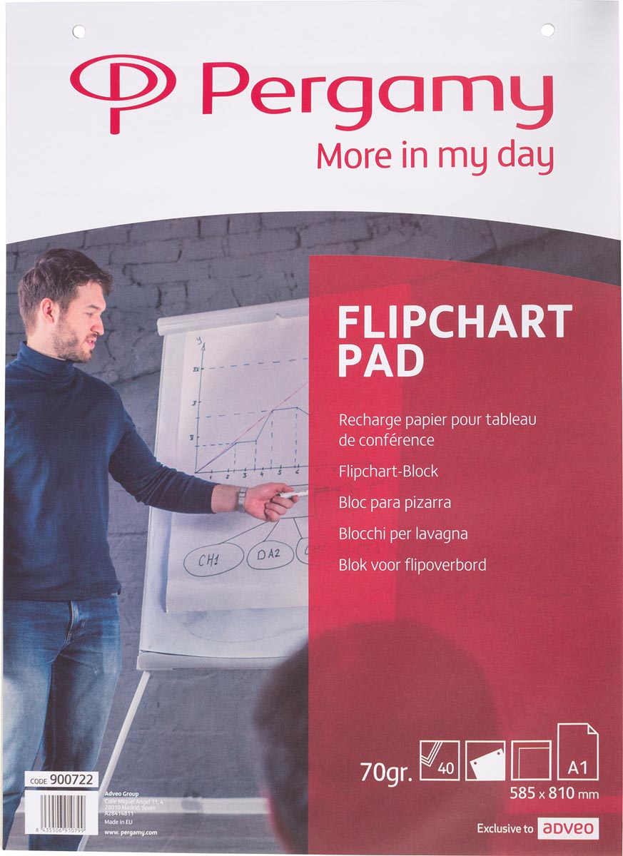 Pergamy flipchartpapier ft A1, blanco, 40 blad