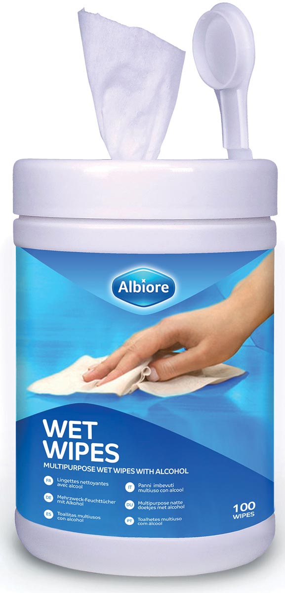 Albiore desinfecterende wipes voor veelvuldig gebruik, pak van 100 wipes afbeelding