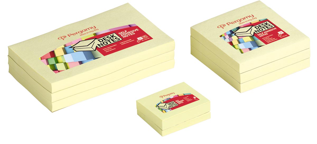 Pergamy notes, ft 38 x 51 mm, pak van 12 blokken, geel afbeelding