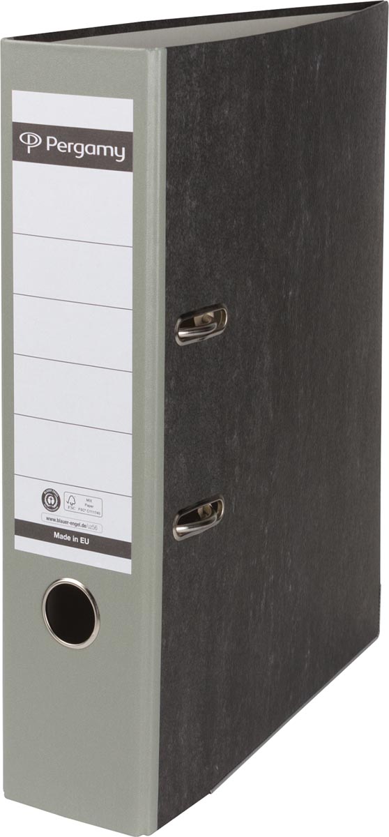 Pergamy ordner, voor ft A4, uit karton, rug van 8 cm, gewolkt grijs afbeelding