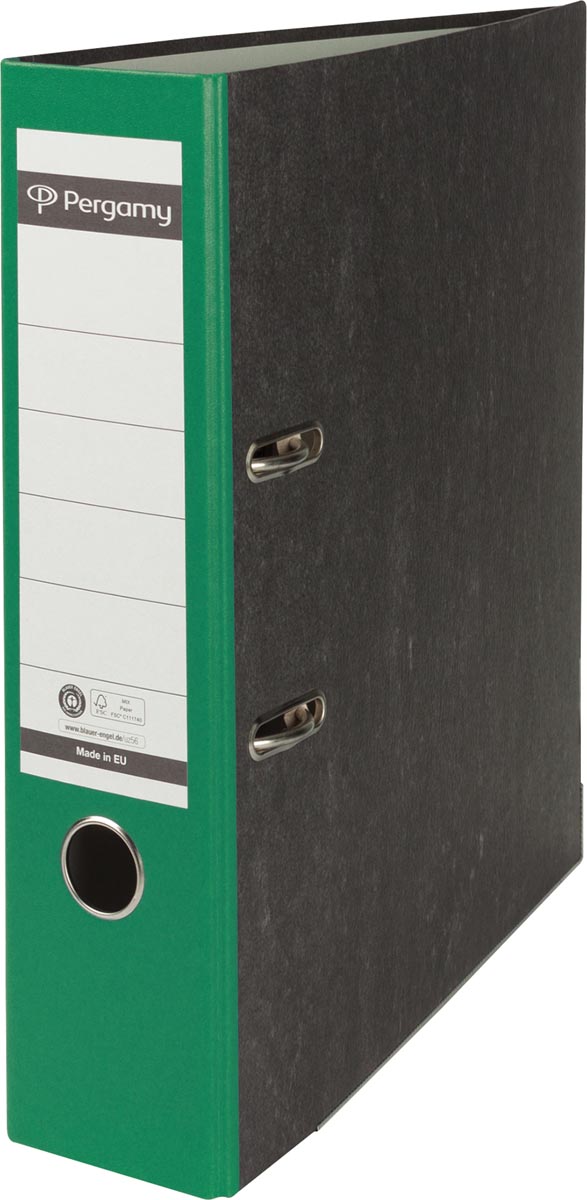 Pergamy ordner, voor ft A4, uit karton, rug van 8 cm, gewolkt groen afbeelding