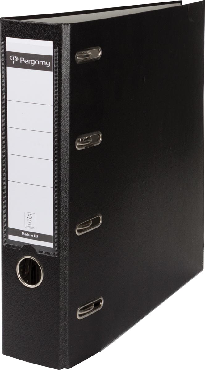 Pergamy ordner dubbel, voor ft A4, uit PP en papier, 8 cm zwart afbeelding