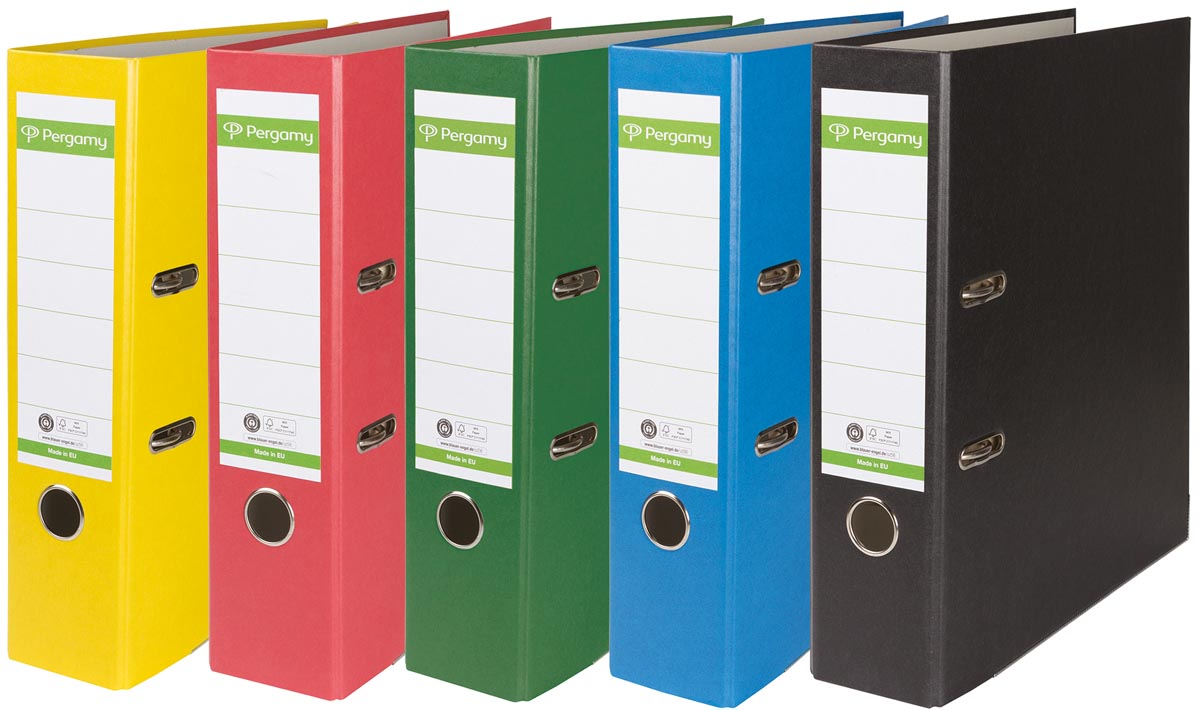 Pergamy ordner, voor ft A4, uit Recycolor papier, rug van 8 cm, geassorteerde kleuren Pergamy ordner, voor ft A4, uit Recycolor papier, rug van 8 cm, geassorteerde kleuren