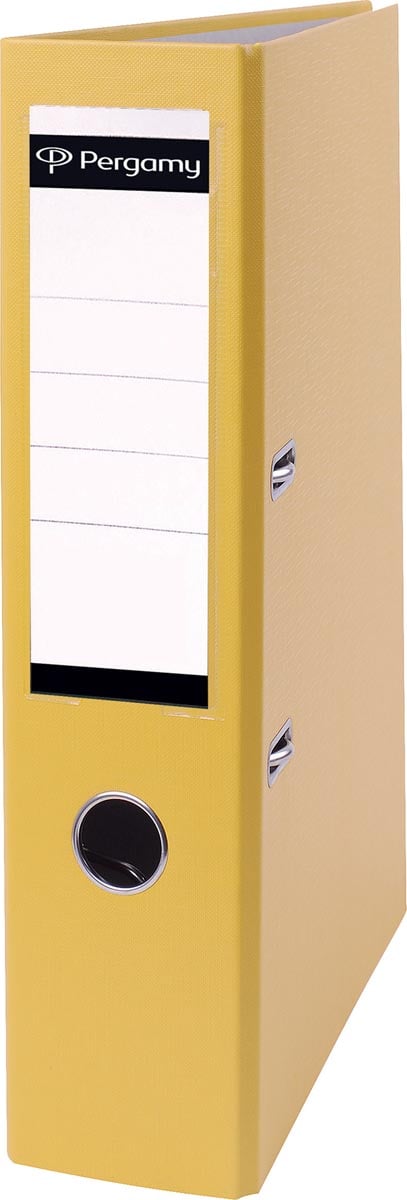 Pergamy ordner, voor ft A4, uit PP en papier, zonder beschermrand, rug van 7,5 cm, geel afbeelding