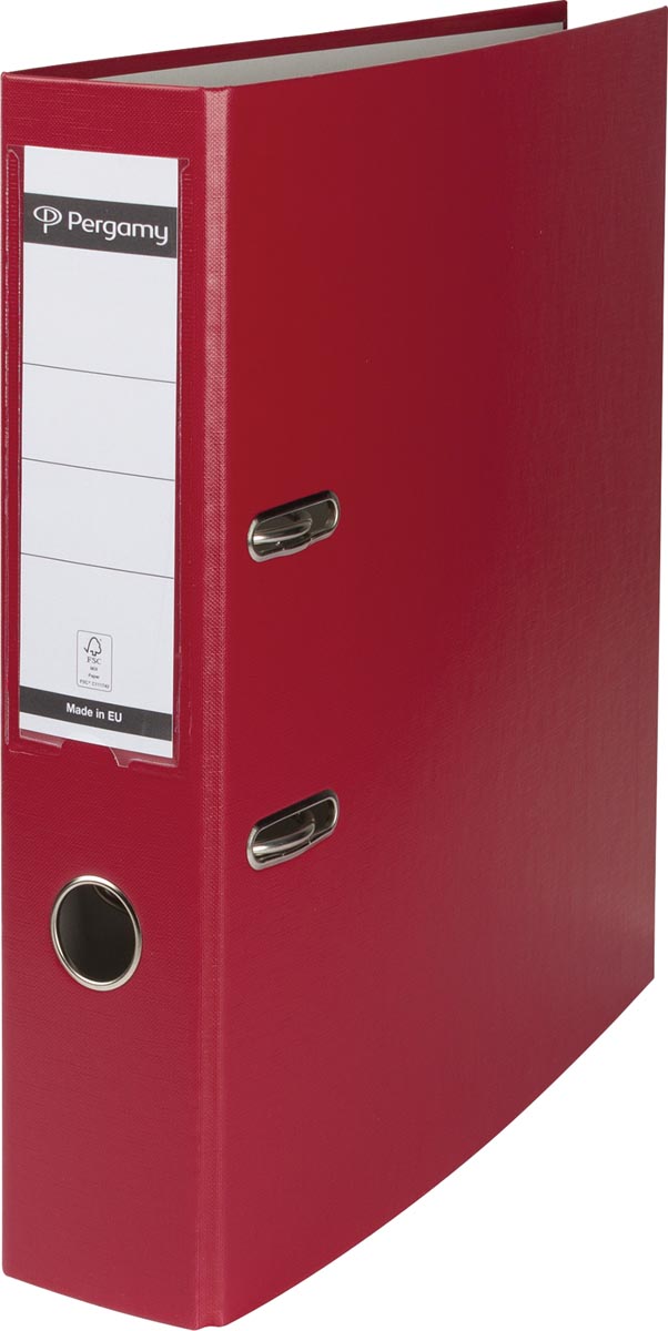 Pergamy ordner, voor ft A4, uit PP en papier, zonder beschermrand, rug van 7,5 cm, bordeaux afbeelding