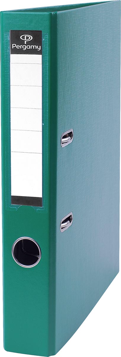 Pergamy ordner, voor ft A4, uit PP en papier, zonder beschermrand, rug van 5 cm, groen afbeelding