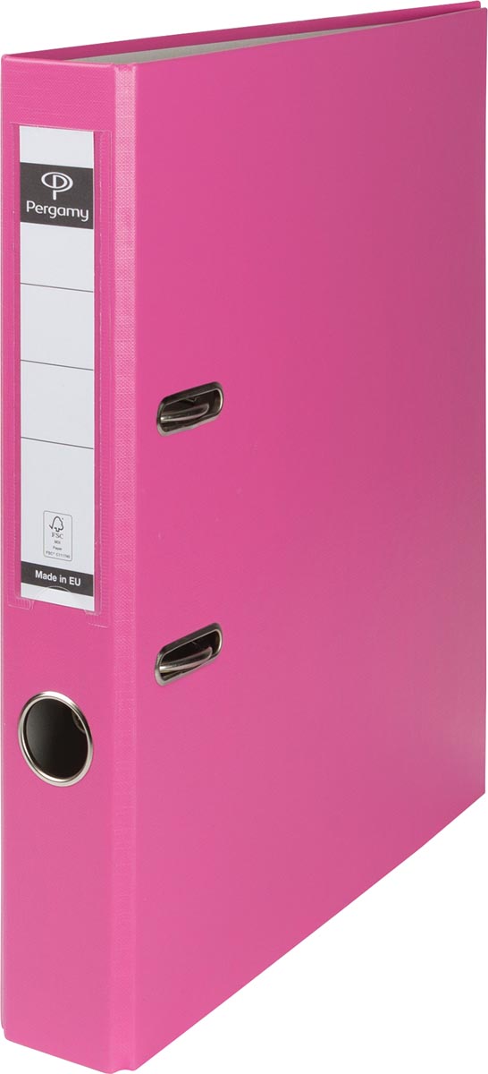 Pergamy ordner, voor ft A4, uit PP en papier, zonder beschermrand, rug van 5 cm, roze afbeelding