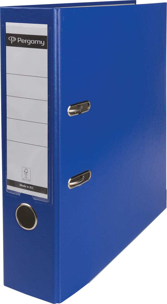 Pergamy ordner, voor ft A4, uit PP en papier, met beschermrand, rug van 8 cm, blauw afbeelding