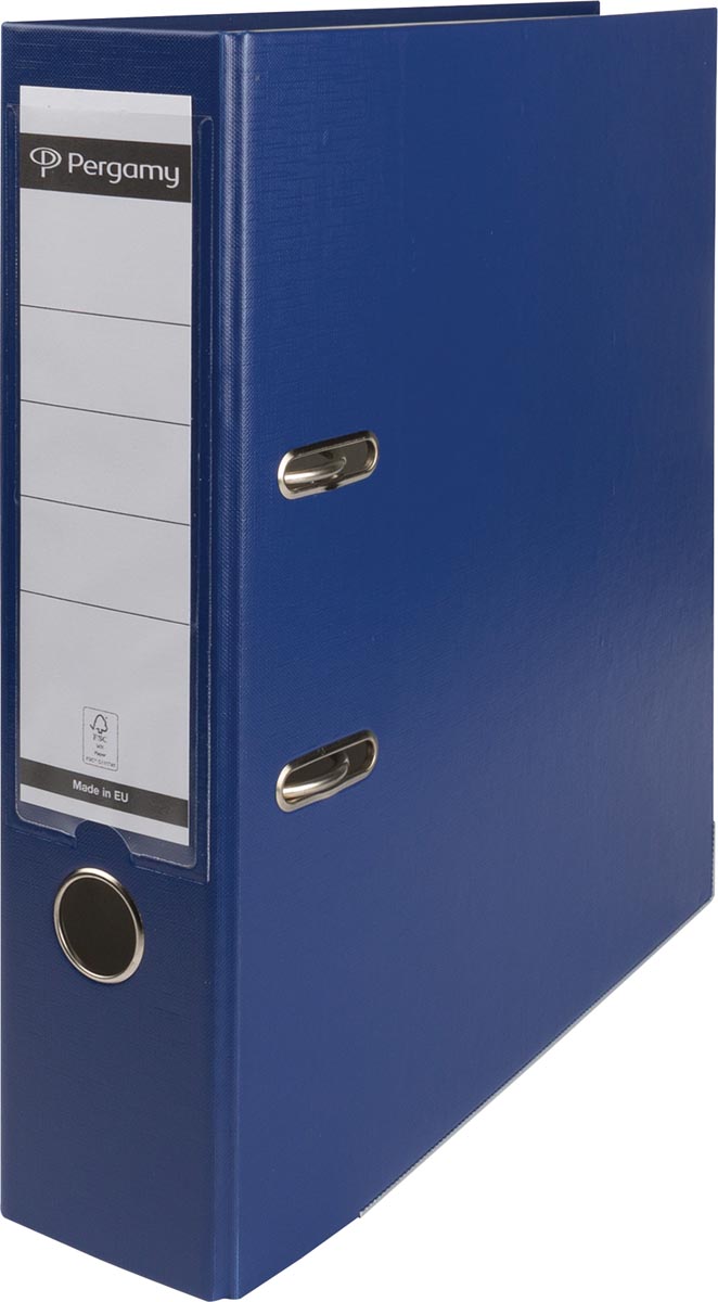 Pergamy ordner, voor ft A4, uit PP en papier, met beschermrand, rug van 8 cm, donkerblauw afbeelding