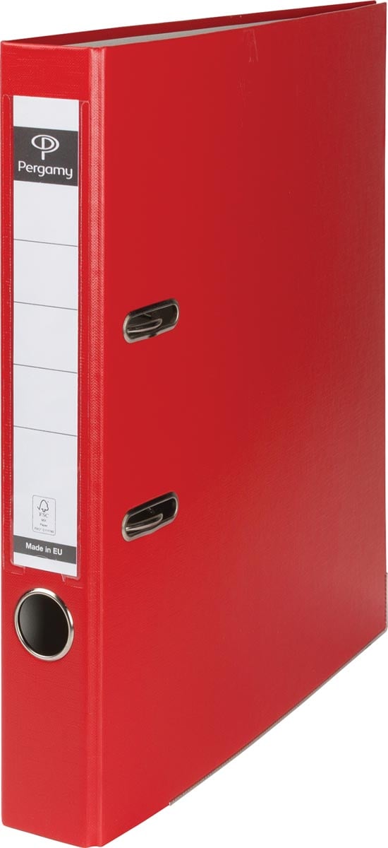Pergamy ordner, voor ft A4, uit PP en papier, met beschermrand, rug van 5 cm, rood afbeelding