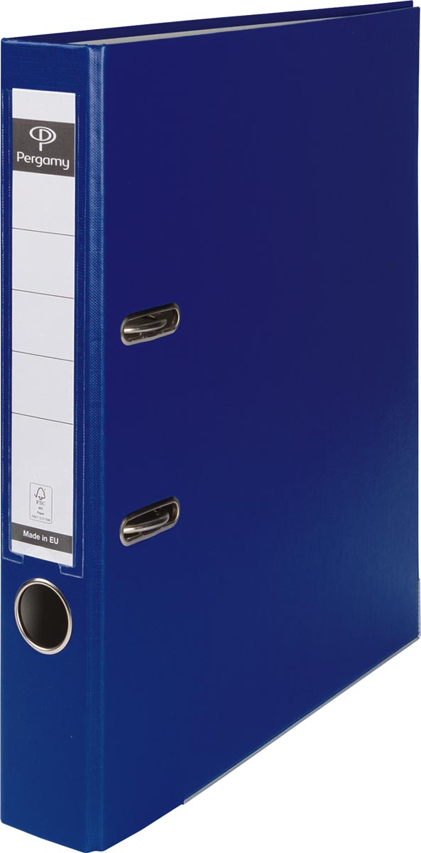 Pergamy ordner, voor ft A4, uit PP en papier, met beschermrand, rug van 5 cm, donkerblauw afbeelding