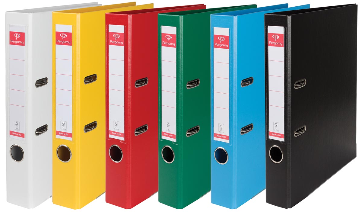 Pergamy ordner, voor ft A4, volledig uit PP, rug van 5 cm, geassorteerde kleuren afbeelding