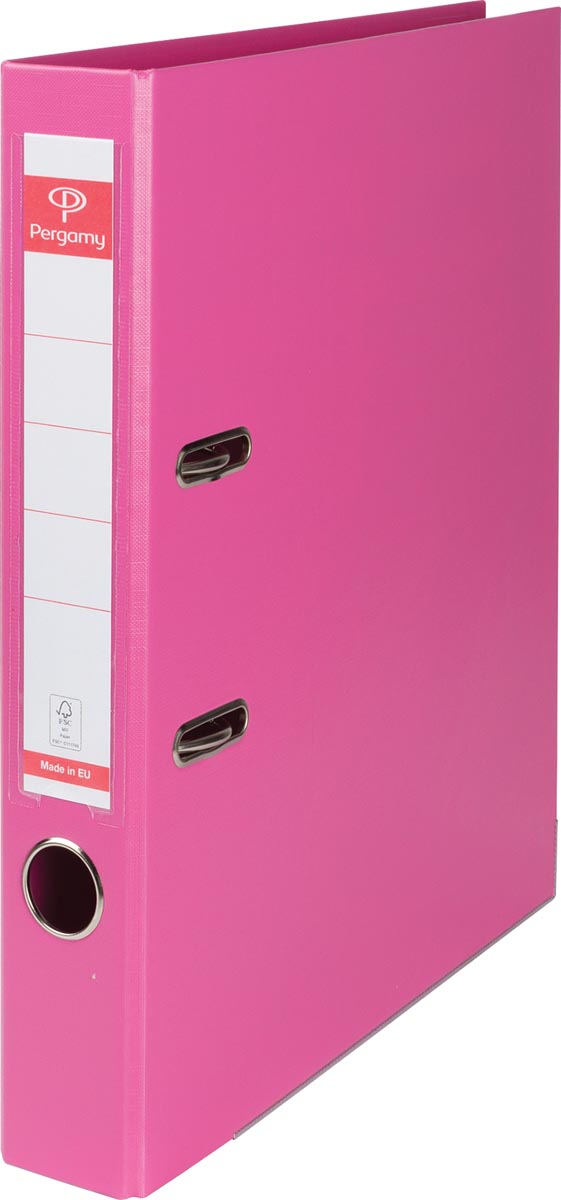 Pergamy ordner, voor ft A4, volledig uit PP, rug van 5 cm, roze afbeelding