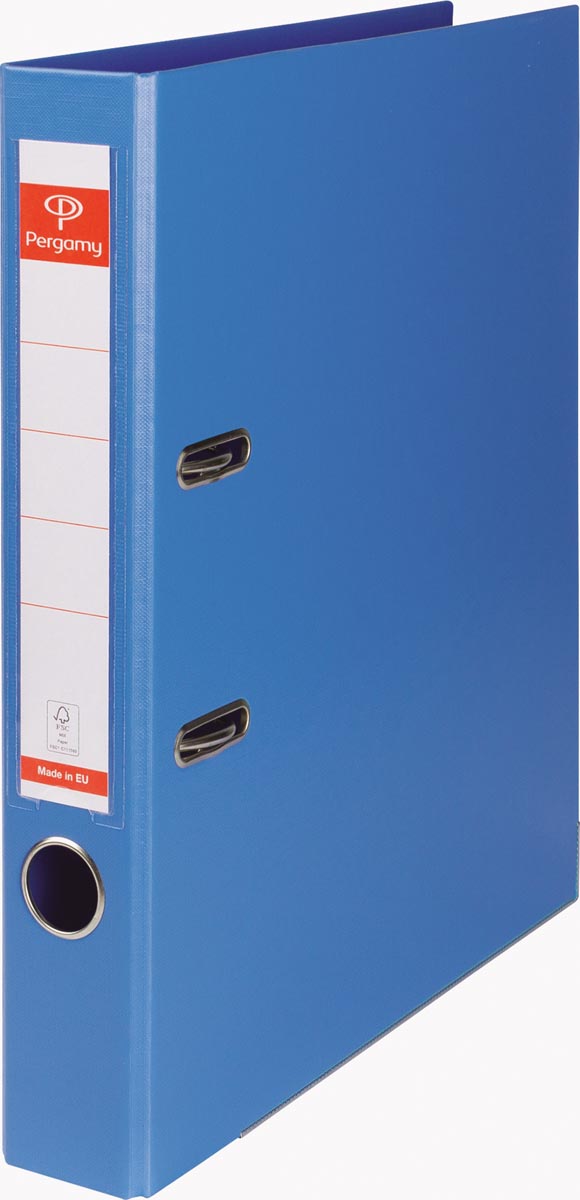 Pergamy ordner, voor ft A4, volledig uit PP, rug van 5 cm, blauw afbeelding