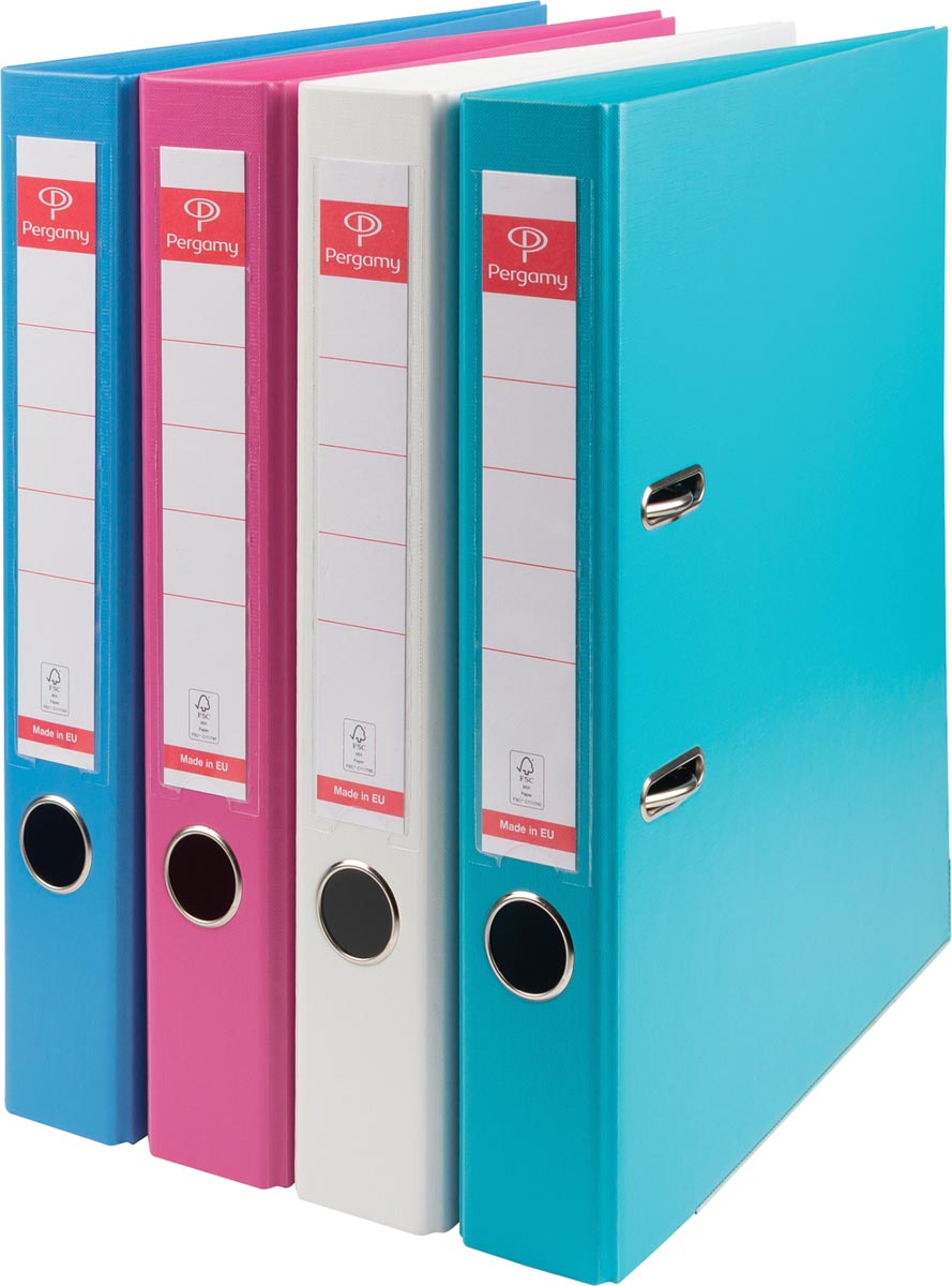 Pergamy ordner, voor ft A4, volledig uit PP, rug van 5 cm, geassorteerde kleuren