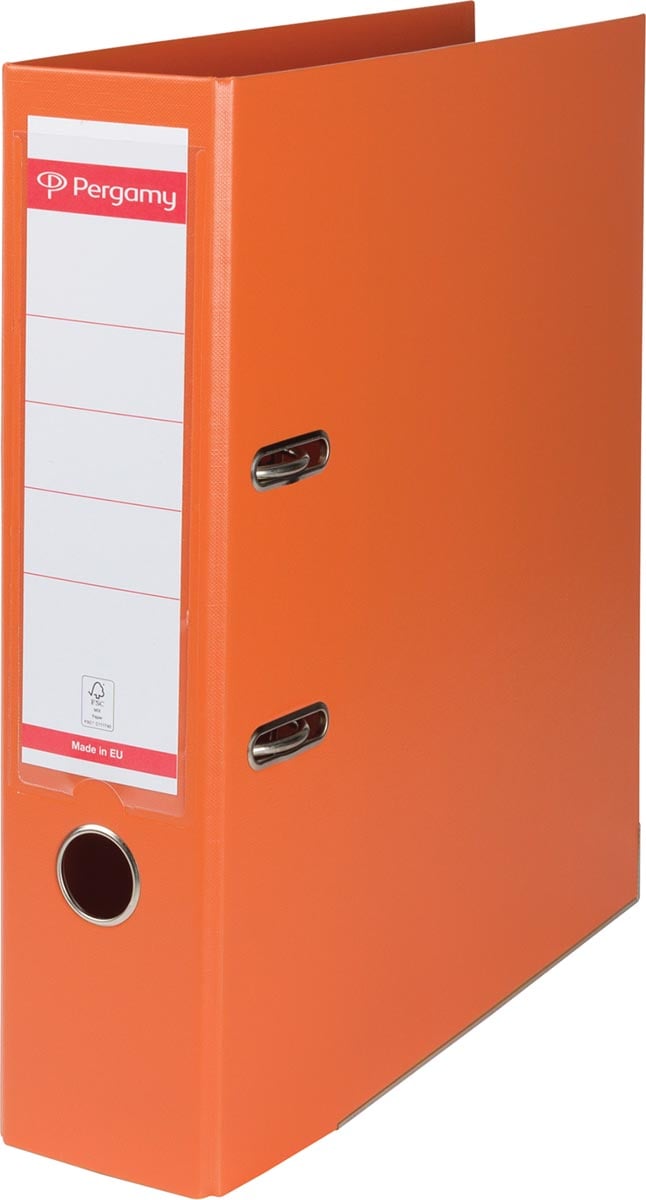 Pergamy ordner, voor ft A4, volledig uit PP, rug van 8 cm, oranje afbeelding