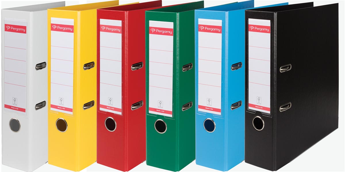 Pergamy ordner, voor ft A4, volledig uit PP, rug van 8 cm, geassorteerde kleuren afbeelding