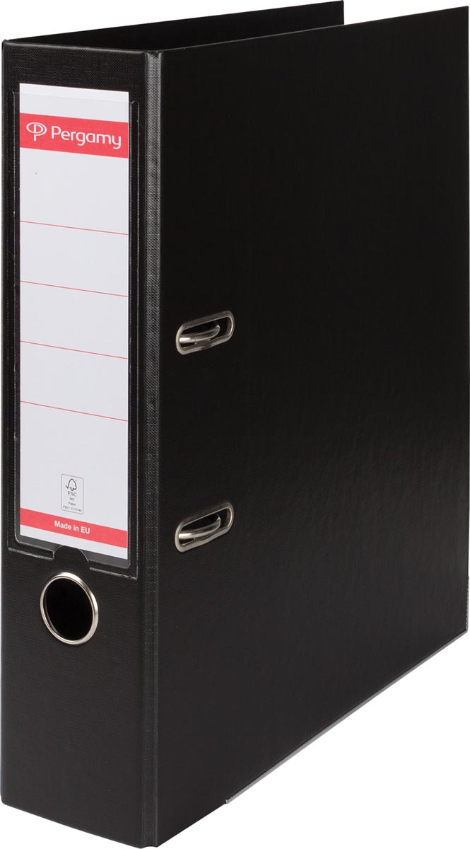 Pergamy ordner, voor ft A4, volledig uit PP, rug van 8 cm, zwart afbeelding