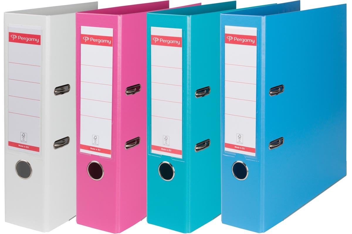 Pergamy ordner, voor ft A4, volledig uit PP, rug van 8 cm, geassorteerde kleuren afbeelding