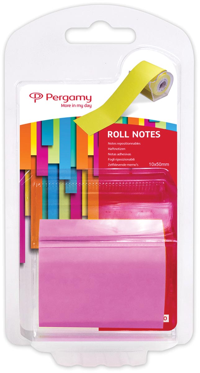 Pergamy Roll notes, ft 10 m x 50 mm, neon roze