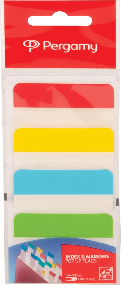 Pergamy tabs, ft 38 x 51 mm, pak van 4 x 6 vel, geassorteerde kleuren