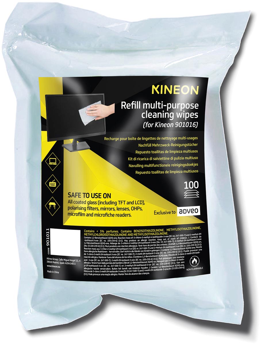 Kineon multifunctionele reinigingsdoekjes, navulpak van 100 doekjes