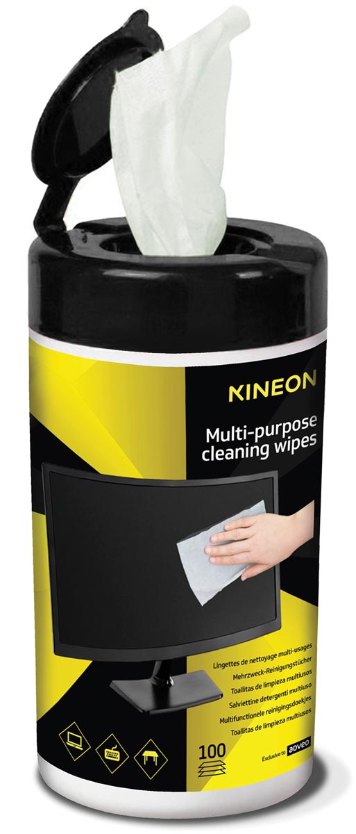 Kineon multifunctionele reinigingsdoekjes, doseerbus van 100 doekjes afbeelding