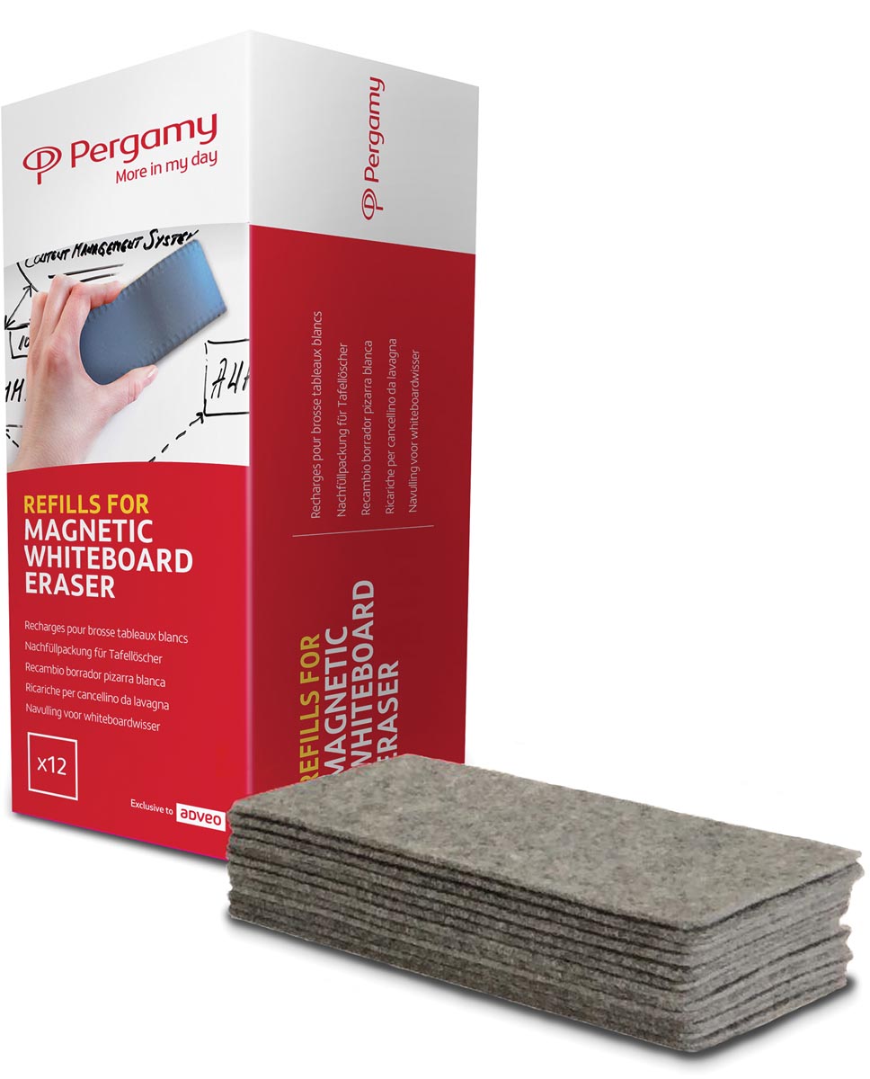 Pergamy navullingen voor magnetische bordenwisser, pak van 10 stuks Pergamy navullingen voor magnetische bordenwisser, pak van 10 stuks